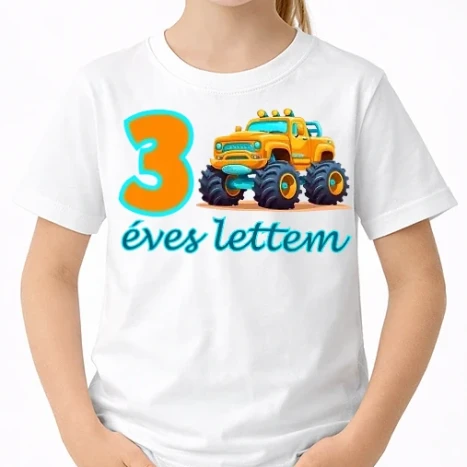 Uniszex gyerek Póló - 3 éves lettem monster truck
