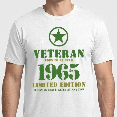 Férfi Imperial póló - VETERAN, BORN TO BE HERO, SZÜLETÉSNAPI ÉVSZÁM FELIRATTAL 1965