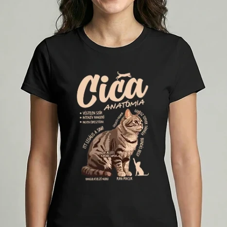 Női Imperial póló - Cica anatómia cirmos