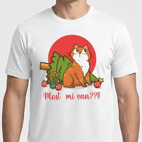 Férfi Imperial póló - most mi van karácsonyi cica lezúzta a karácsonyfát