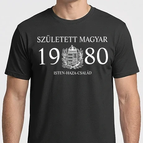 Férfi Imperial póló - SZÜLETETT MAGYAR, ISTEN HAZA CSALÁD, SZÜLETETT 1980-BAN, MAGYAR CÍMER