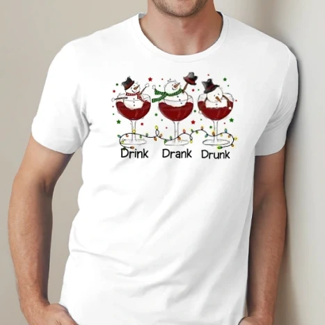 Férfi prémium fit kerek nyakú póló - Részeg hóember