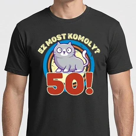 Férfi Imperial póló - ez most komoly 50éves, csodálkozó macska