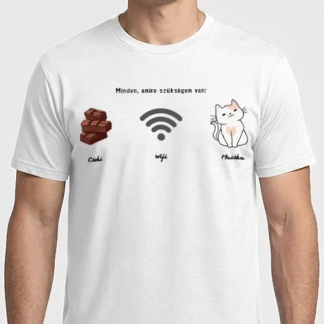 Férfi Imperial póló - Cicajó! Minden, amire szükségem van: Csoki-Wifi-Macska