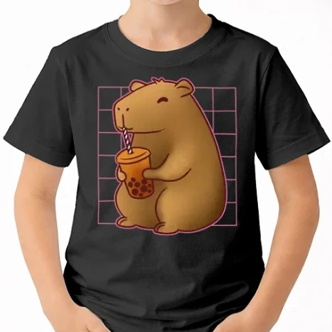 Uniszex gyerek Póló - Capybara bubis teával