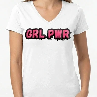 Női V-nyakú póló - GRL PWR