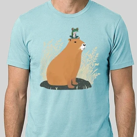 Férfi Alap póló - Capybara és béka