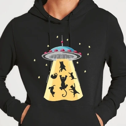Női kapucnis pulcsi - Ufo cat