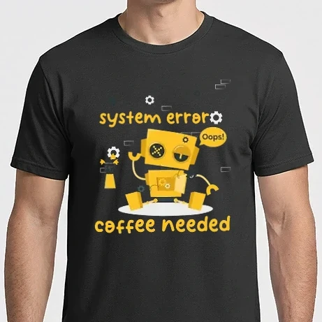 Férfi Imperial póló - system error coffee needed robot