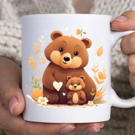 Fehér bögre - Maci család