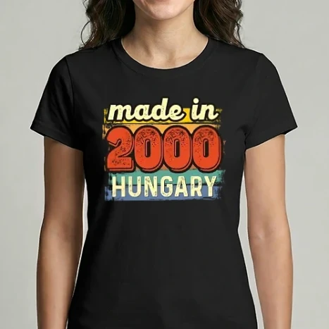 Női Imperial póló - made in hungary felirat, retro évszám, grunge stílus, 2000