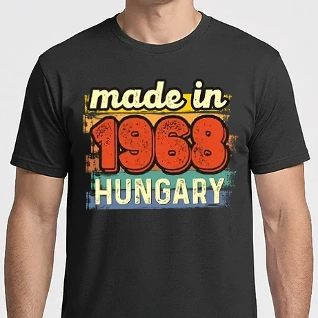 Férfi Imperial póló - made in hungary felirat, retro évszám, grunge stílus, 1968