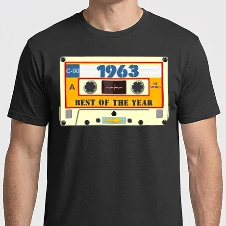 Férfi Imperial póló - retro születésnapi audio kazetta, magnókazetta, best of the year 1963