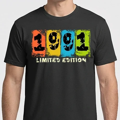 Férfi Imperial póló - grunge évszám, limited edition felirattal, születésnapi dátum, 1991