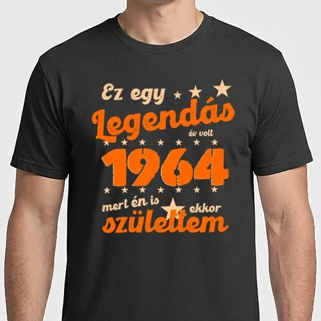 Férfi Imperial póló - Legendás év volt, mert én is ekkor születtem, 1964, dátum, felirat