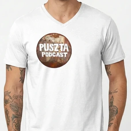 Férfi V-nyakú póló - Puszta Logo színes