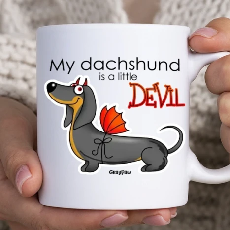Fehér bögre - My Dachshund is a little DEVIL