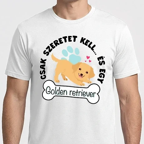 Férfi Imperial póló - Csak szeretet kell... és egy Golden retriever