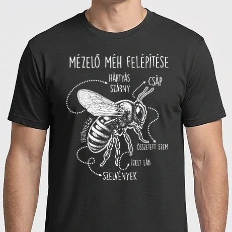 Férfi Imperial póló - Mézelő méh felépítése fehér