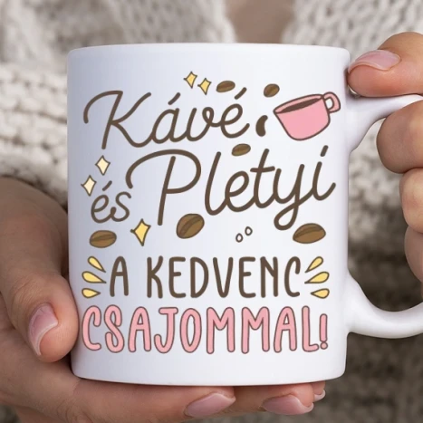 Fehér bögre - Kávé és pletyi