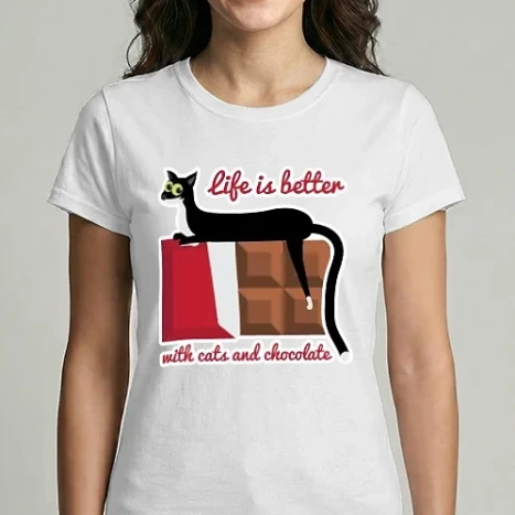 Női Imperial póló - Life is better with cats and chocolate