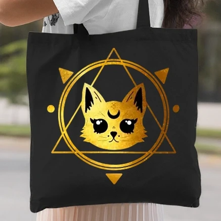 Vászontáska - Illuminati cat gold Miss Addams style
