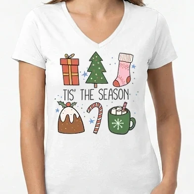 Női V-nyakú póló - Tis' The Season