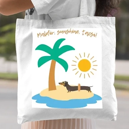 Vászontáska - Maldív, sunshine, tacsi