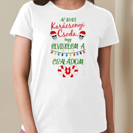 Női prémium kerek nyakú póló  - Karácsonyi Csoda