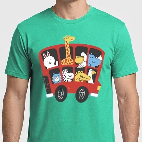 Férfi Imperial póló - Állatok emeletes buszon