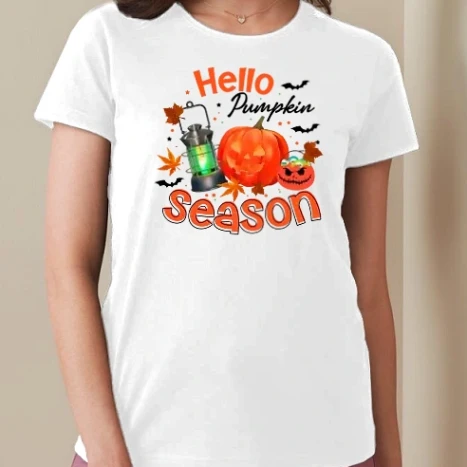 Női prémium kerek nyakú póló  - Hello Pumpkin Season