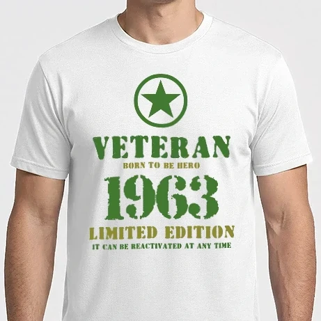 Férfi Imperial póló - VETERAN, BORN TO BE HERO, SZÜLETÉSNAPI ÉVSZÁM FELIRATTAL 1963