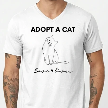Férfi V-nyakú póló - ADOPT A CAT