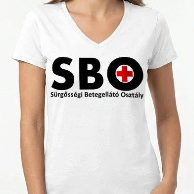 Női V-nyakú póló - SBO (black) 