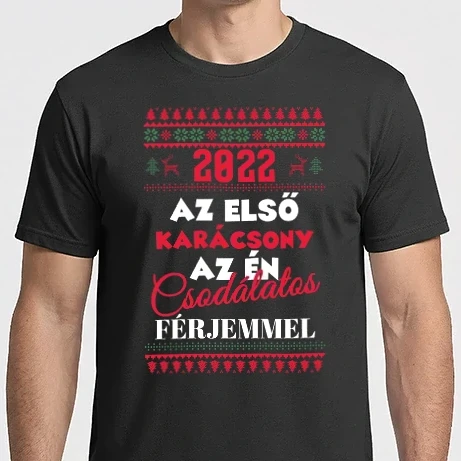 Férfi Imperial póló - 2022 az első karácsony az én csodálatos férjemmel páros póló