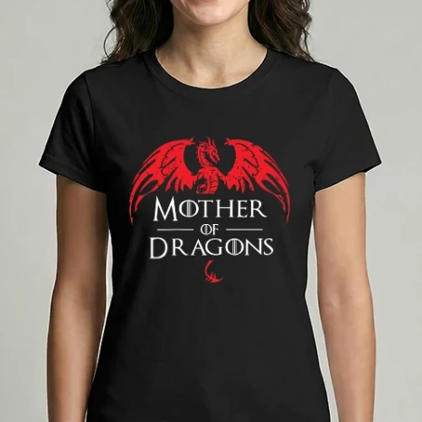 Női Imperial póló - Mother of dragons - Sárkányok anyja - feketére