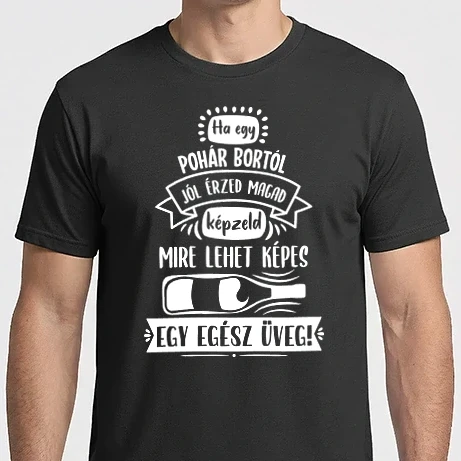 Férfi Imperial póló - egy pohár bortól_fehér