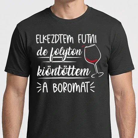 Férfi Imperial póló - kiöntöttem a bort_fehér