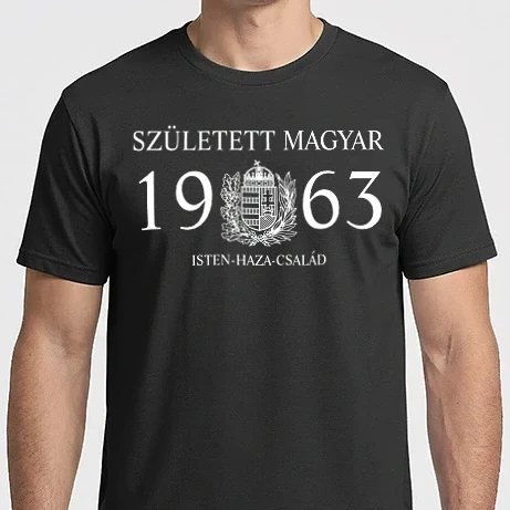 Férfi Imperial póló - SZÜLETETT MAGYAR, ISTEN HAZA CSALÁD, SZÜLETETT 1963-BAN, MAGYAR CÍMER