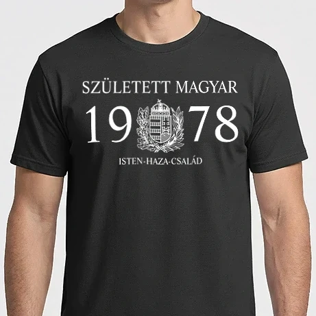 Férfi Imperial póló - SZÜLETETT MAGYAR, ISTEN HAZA CSALÁD, SZÜLETETT 1978-BAN, MAGYAR CÍMER