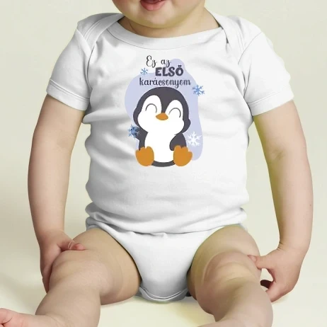 Baba body - Első karácsonyom pingvin