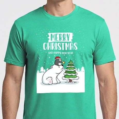 Férfi Imperial póló - polar bear and penguin merry christmas