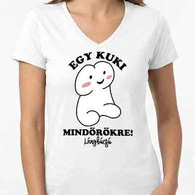 Női V-nyakú póló - Egy kuki mindörökre