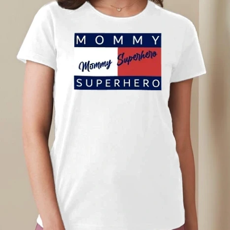 Női prémium kerek nyakú póló  - Mommy superhero (T.H.)
