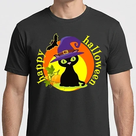 Férfi Imperial póló - happy halloween boszorkány macskája