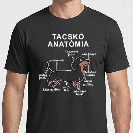 Férfi Imperial póló - Cser Tacskó anatómia - fehér betűkkel