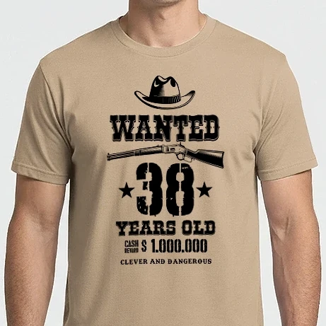 Férfi Imperial póló - WESTERN, WANTED, SZÜLETÉSNAP, SZÜLINAP, VADNYUGAT,38 ÉVES