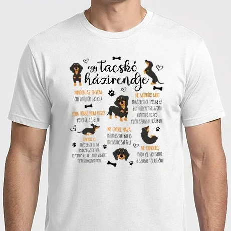 Férfi Imperial póló - Tacskó házirend - fehérre