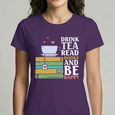 Női Imperial póló - Drink tea, Read books