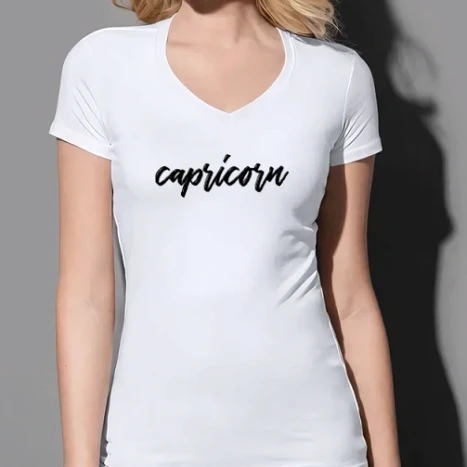 Női prémium V-nyakú póló - Capricorn